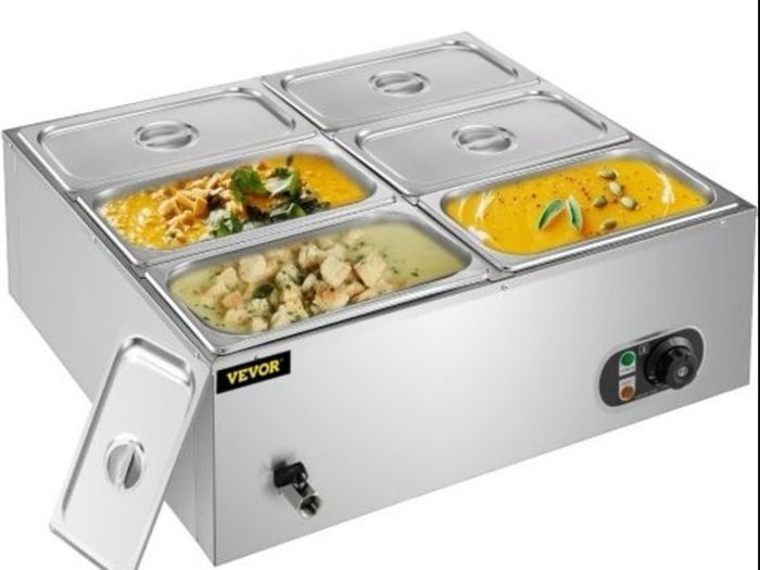 NEW 6 Pan Commercial Food Warmer Electric Steam Table 1200W Professional Countertop for Restaurant 220v
