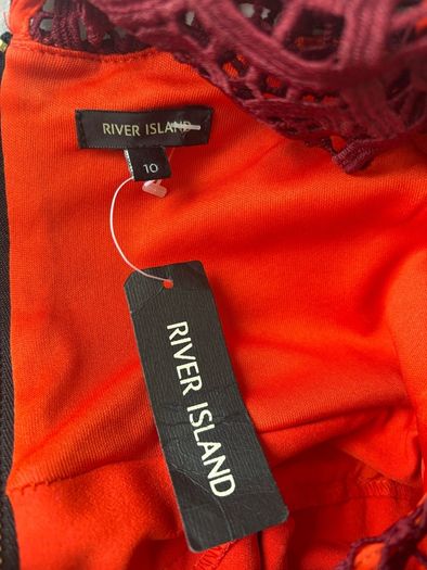 River Island New Burgundy Lace Midi Bodycon Dress