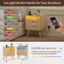 Bedside Rattan Tables Set of 2, Nightstand with Charging Station and LED Lights Image 5