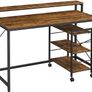 _Coumuter table, desk with monitor stand, with trolley, storage for documents, home office, study, industrial style, Image 5