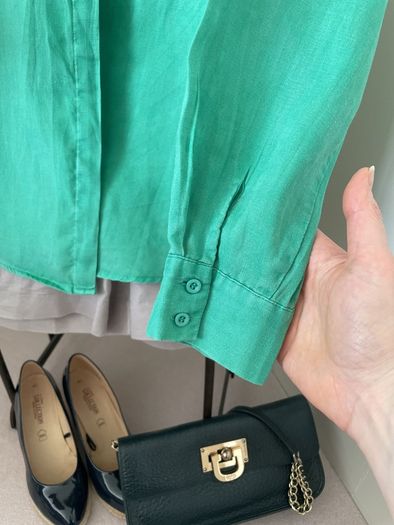 Green linen blouse Size 12 EU 40