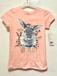 Girls Pink with Cute Bunny T-Shirt Age -10/11 (146cm)