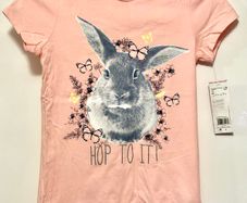 Girls Pink with Cute Bunny T-Shirt Age -10/11 (146cm)