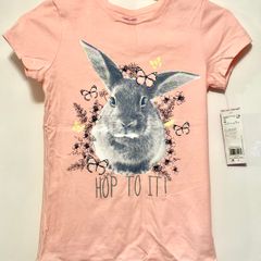 Girls Pink with Cute Bunny T-Shirt Age -10/11 (146cm)