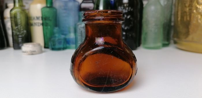 67 - Vintage 4oz Bovril Dark Brown Glass Embossed Letters Jar