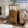 Bathroom Cabinet, Bamboo Floor Cabinet Free Standing, 4 Tier Sofa Side Storage Cupboard for Living Room Kitchen Bedroom, Walnut Image 4