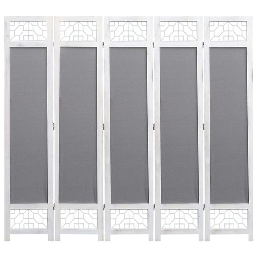 5-Panel Room Divider Grey 175x165 cm Fabric
