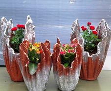 Handmade Flower Pots - Abstract Gold, Copper, Silver Flower Pot - Unique Drape Vase