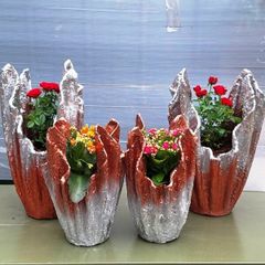 Handmade Flower Pots - Abstract Gold, Copper, Silver Flower Pot - Unique Drape Vase