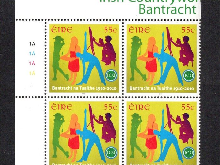 2010 Ireland Century of the Irish Country Women's Association (ICA) Commemorative Stamp Plate Block 1A1A1A1A  Mint Never Hinged (MNH).
