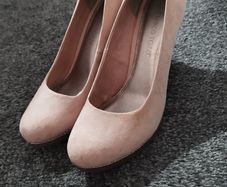 Glitter and Pink Suede Heels