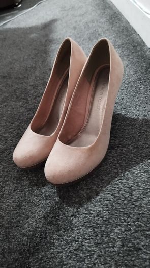 Glitter and Pink Suede Heels