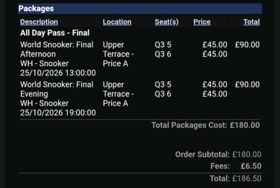 2x World Snooker Championship Final