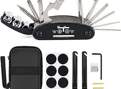 16 in 1 Multi-Function Bike Bicycle Repair Tool Kit Allen Wrench with Tire Pry Bars Rods