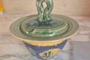 Signed Belinda Brayshaw Irish Studio Pottery Lidded Sugar Bowl / Jam Pot