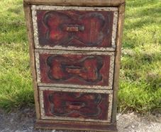 Antique French -Brass Patina Night Stand & 3 Draws