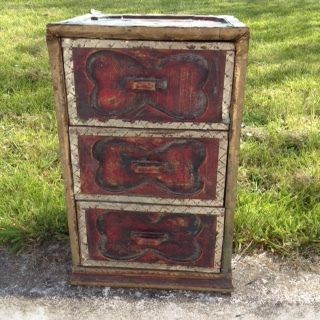 Antique French -Brass Patina Night Stand & 3 Draws