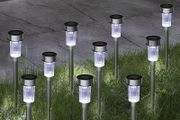 Pack of 10 Solar Powered Stake Lights - LED Garden Outdoor Light, Waterproof Stainless Steel Post Path Lights for Patio Driveway Pathway Walkway Decoration (FREE POSTAGE)