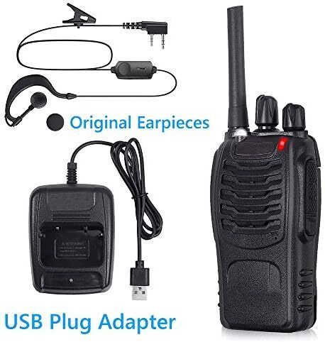 8 Pack 88E Long Range Walkie Talkie USB Rechargeable 16CH Walky Talky Radio with Earpieces and LED Light Voice Prompt for Field Survival Biking and Hiking