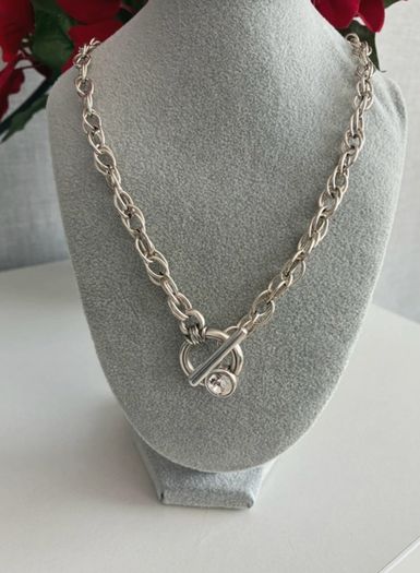 Antique Silver Plated Swarovski Crystal Necklace