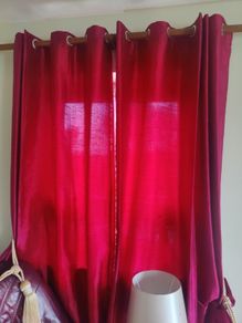 red curtains