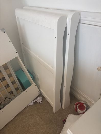 Sleigh cot with brand new mattress
