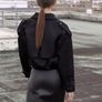 BNWT satin black short trench Image 4
