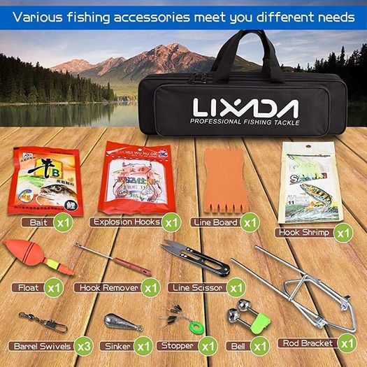Fishing Rod Reel Set Telescopic Fishing Rod Reel Combo Kit with Fishing Rod Fishing Reel Fishing Lures Hooks Bag Necessary Fishing Accessories
