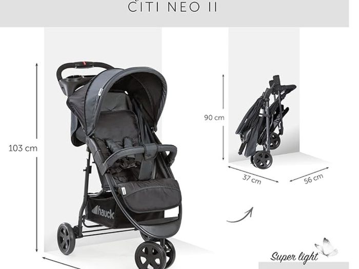 Hauck Citi Neo II 3-Wheel Pushchair with Rain Cover Excellent Condition