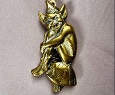 Antique brass imp door knocker ( Cornish pixie)