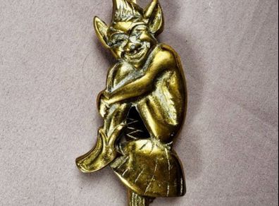 Antique brass imp door knocker ( Cornish pixie)