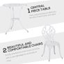3 Piece Patio Bistro Set for 2, Outdoor Aluminium Garden Table and Chairs with Umbrella Hole for Balcony, White Image 4