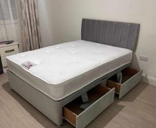 New Stylish single ,Double 4ft, 4ft6, King 5ft And 6ft Superking Sizes Divan Beds Instock. Drawers And Optional Tufted Mattresses Available. Free Delivery