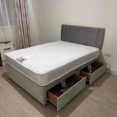New Stylish single ,Double 4ft, 4ft6, King 5ft And 6ft Superking Sizes Divan Beds Instock. Drawers And Optional Tufted Mattresses Available. Free Delivery