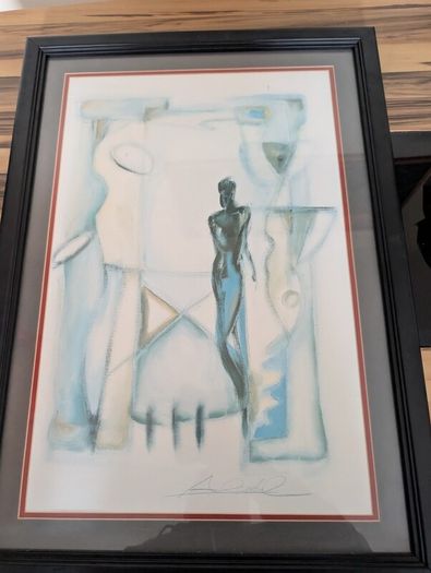 1980/90s Purchased via middle east Two Signed Alfred Gockel Abstract Figurative Artworks  Framed 1980s1990s