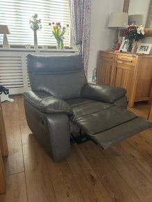 Genuine leather reclining sofa and armchair