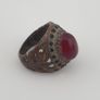 Ancient Brass Red CZ Ring  Rustic Collectible Jewellery Image 3