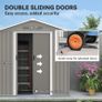 Outdoor Garden Shed Storage, Backyard Steel Utility Tool Shed, Lawn Garage Building Organizer w/Sliding Door, Gable Roof, 1.94x1.1x1.84m, 4 Vents-Gray Image 6