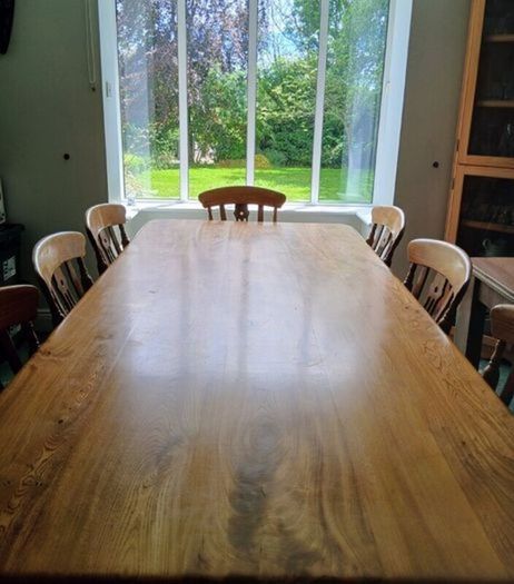 Custom-made Solid Elm Dining Table & 8 Chairs