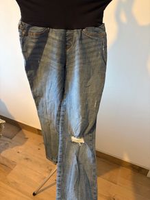 Ladies Seraphine Maternity Distressed Jeans UK 14 Petite