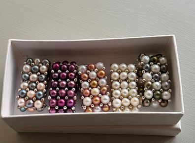 5 Piece Pearl Stretchy Rings