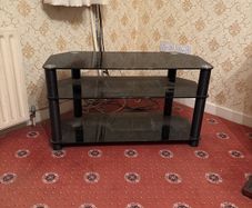 Black glass tv stand
