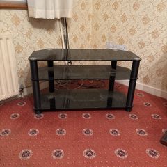 Black glass tv stand