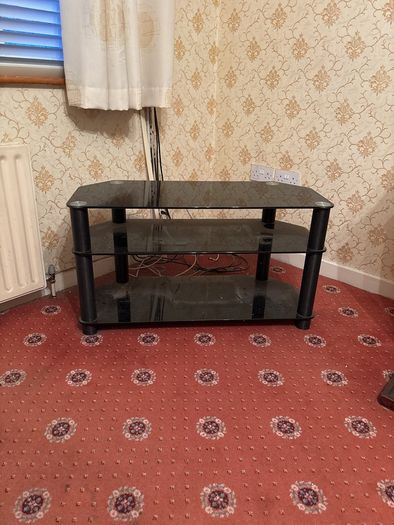 Black glass tv stand