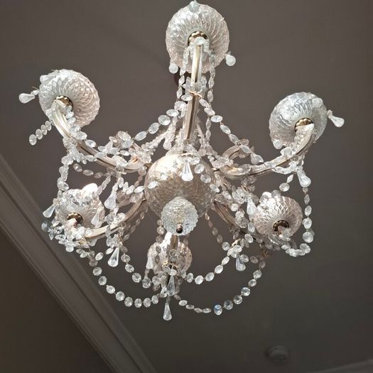 Vintage crystal 6 light chandelier