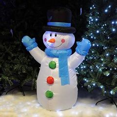 Garden Mile Large Self-Inflatable Snowman with Built-in LED Lights Christmas Decorations Electric Blow Up Giant Illuminated Christmas Ornaments Xmas Figure Statue for Indoor Outdoor Xmas Decorations