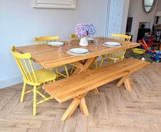 Rustic Oak 2m Dining Table & Matching Bench, Excellent Condition(!)