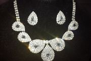 Silver Crystal  Bride's Designer Neck Piece and Earrings