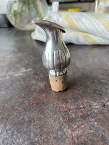 Antique Silver Bottle Pourer with Counter Balanced Lid