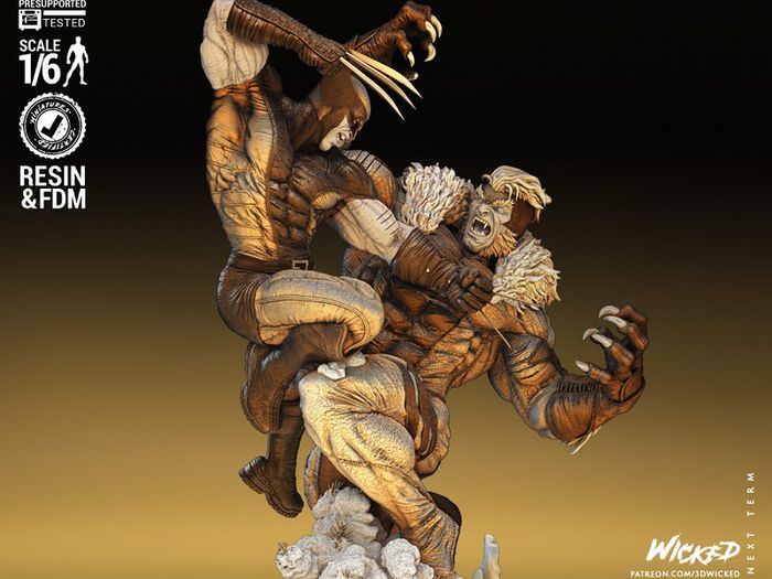3D printed resin Wolverine & Sabretooth 1/6 scale figure